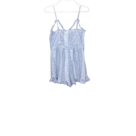 Coastal Romper Women Size 4 White Blue Adjustable Straps Summer Feminine Beachy - Picture 16 of 16